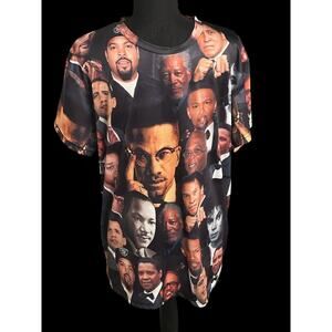 Bay Club 2X Black Celebrities T Shirt. Malcolm X, Obama, Martin Luther King Jr..